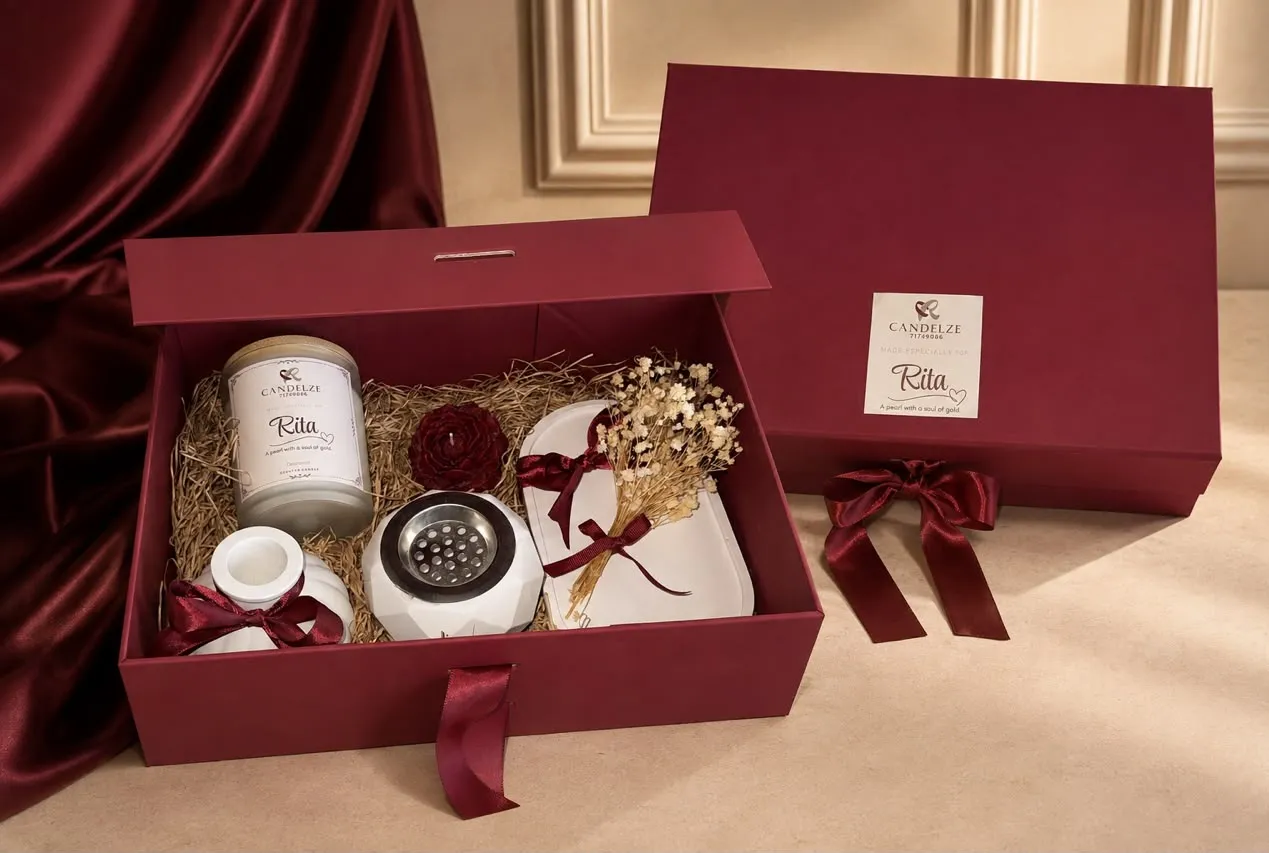Candelze luxury candle beside warm neutral décor